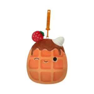 Jazwares Squishmallows - Clip-On: Food Squad - Waffle with Strawberry & Whipped Cream - Weaver (3.5 Inch)
