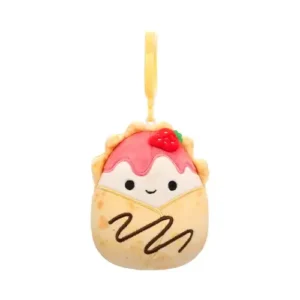 Jazwares Squishmallows - Clip-On: Food Squad -  Strawberry Crepe with Chocolate Drizzle - Gasten (3.5 Inch)