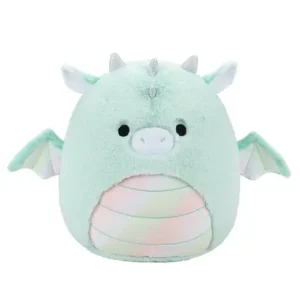 Jazwares Squishmallows - Fuzz-A-Mallows: Fantasy  Squad - Teal Dragon with Rainbow Belly - Joey (12 Inch)