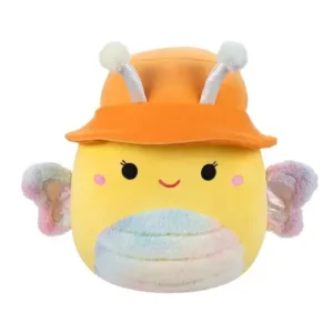 Jazwares Squishmallows - Core: Seasonal Squad - Yellow Butterfly with Fuzzy Rainbow Belly & Bucket Hat - Nixie (12 Inch)