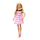Mattel Barbie 65th Anniversary Fashion Doll With Blonde Hair, Pink Striped Dress And Accessories