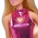 Mattel Barbie Fashionistas Doll #230 in Metallic Pink Minidress With Heart Cut-Out, Blond Hair