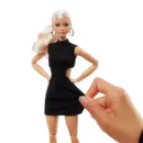 Mattel Barbie Basics Model 02 Collector Doll with Blonde Hair, Black Mini Dress & Gladiator Boots, Universal-fit Fashions, Posable Body & Swappable Doll Head