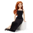 Mattel Barbie Basics Model 04 Collector Doll with Red Curly Hair, Black Mini Dress & Boots, Universal-fit Fashions, Posable Petite Body & Swappable Doll Head