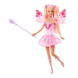 Mattel Barbie Fairy Doll with Toy Wand & Fashion Accessories, Fantasy Theme with Color-Change Fun on Wings & Outfit