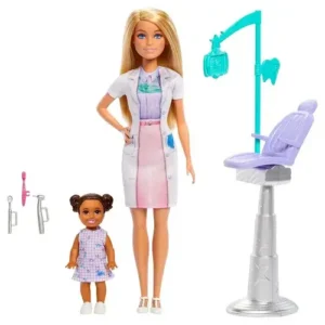 Mattel Barbie Dentist Doll With Blonde Fashion Doll, 1 Kid Doll, Medical Doctor Furniture & Accessories