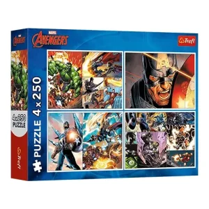 Trefl Puzzles - 4x250 - Heroic days / Disney Marvel The Avengers_FSC Mix 70%