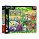 Trefl Puzzles - 4x250 - The twisted world of Rick and Morty / Warner Rick and Morty_FSC Mix 70%