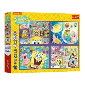 Trefl Puzzles - 4x250 - Crazy world of Spongebob / Viacom Spongebob_FSC Mix 70%