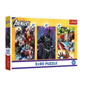 Trefl Puzzles - 3x80 - Days full of action / Disney Marvel The Avengers_FSC Mix 70%